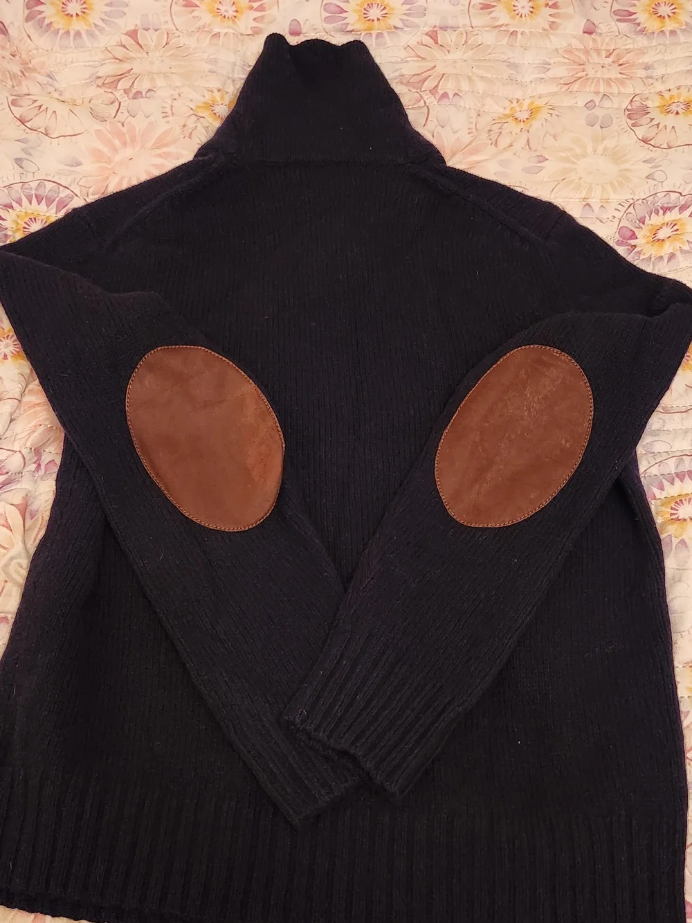 Polo by Ralph Lauren Dark Navy Shawl Turtleneck Sweater with Button Accents